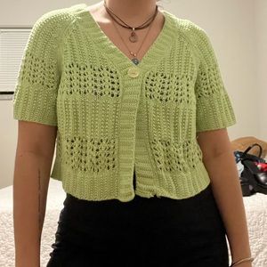 Dress barn green knit cropped cardigan